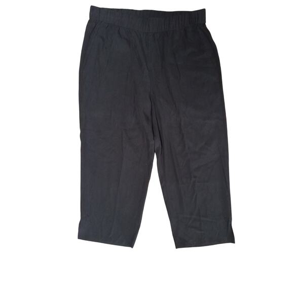 Eileen Fisher Womens Size Medium Elastic Waist Dress Pants Pockets Black Pull On - Picture 1 of 7